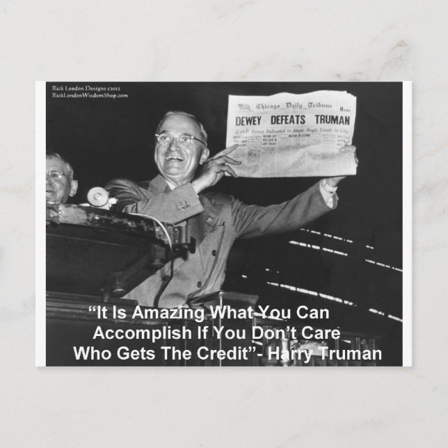 Carte Postale Dewey Beats Truman Funny Cadeaux Boutons Tee - shi (Devant)