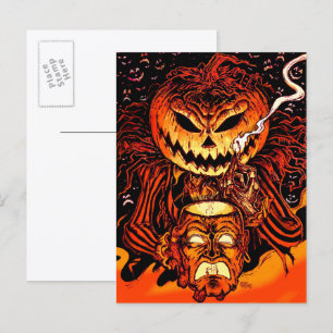 Carte postale d'Halloween du roi citrouille Seigne