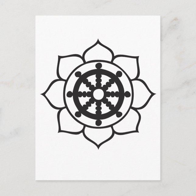 Carte Postale Dharma Wheel Lotus (Devant)