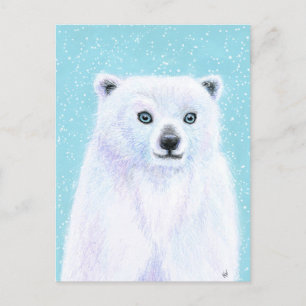 Carte postale d'hiver Blue Eyed Polar Bear