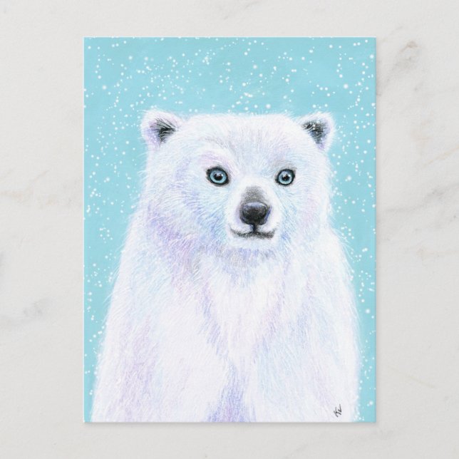 Carte postale d'hiver Blue Eyed Polar Bear (Devant)