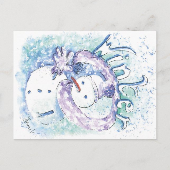 Carte postale d'hiver Bonhomme de neige (Devant)