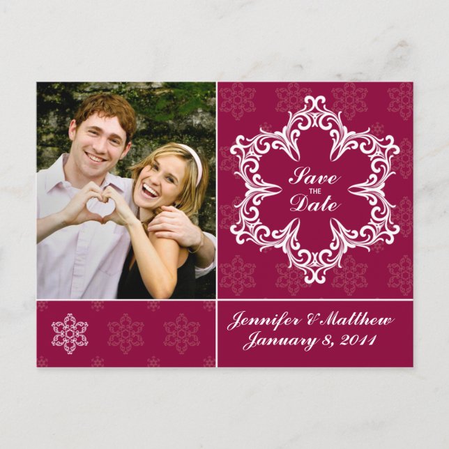 Carte postale d'hiver pour annoncer un mariage - C (Devant)