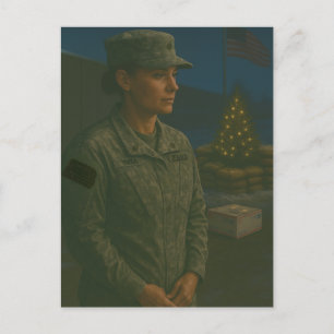 Carte postale d'honneur de Noël d'une femme soldat