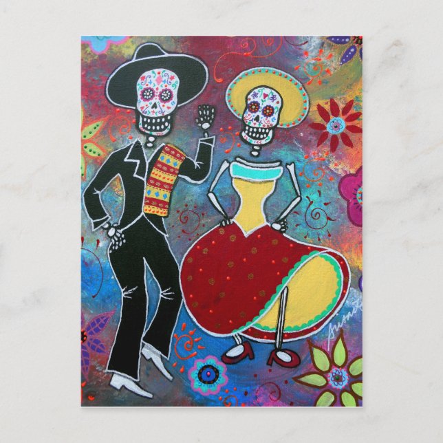 CARTE POSTALE DIA DE LOS MUERTOS BAILAR MARIACHI (Devant)