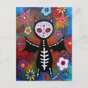 Carte Postale Dia de los Muertos Bat par Prisarts