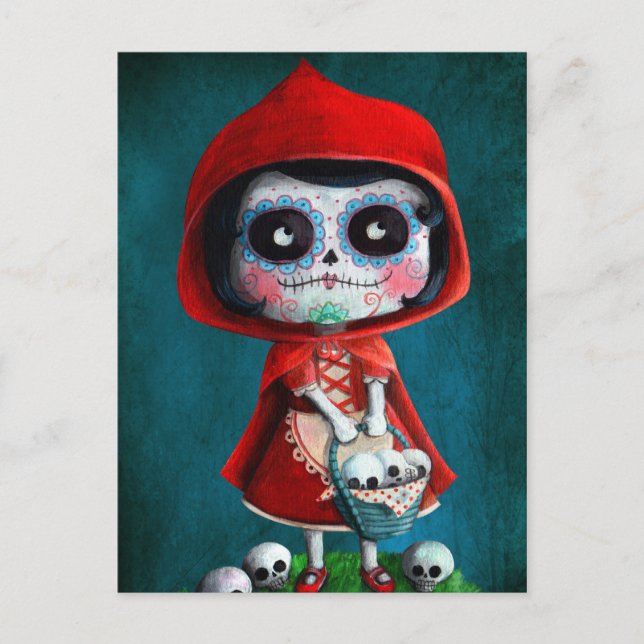 Carte Postale Dia de los Muertos Petit chaperon rouge (Devant)