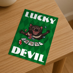 Carte Postale Diable chanceux Diable de Tasmanie Quinte Flush Ro