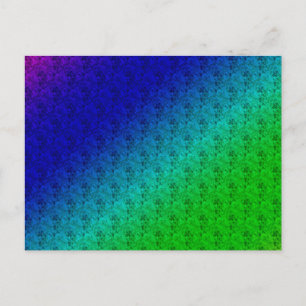 Carte Postale Diag Arc-en-ciel dégradé Floral Motif bleu vert