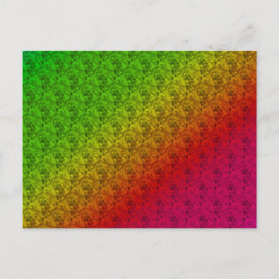 Carte Postale Diag Arc-en-ciel dégradé motif floral rouge vert