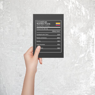 Carte postale Diagramme colombien Nutrition Facts