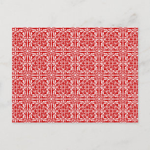 Carte Postale Diamants damassés médiévaux, rouge et blanc