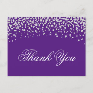 Carte Postale Diamants Faux Brillants Royal Violet Merci