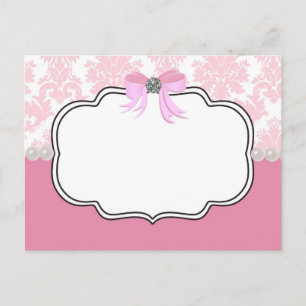 Carte Postale Diamants roses et perles Damas Invitation