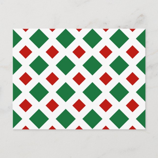 Carte Postale Diamants verts et rouges sur blanc (Devant)