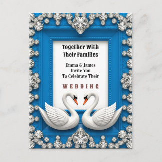 Carte Postale 💍 Diamond Swan Heart Frame Romantic