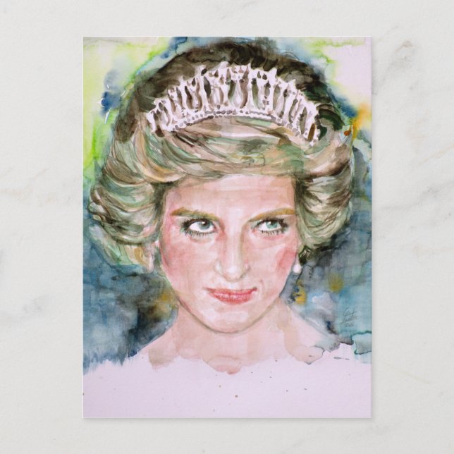 Carte Postale DIANA - PRINCESSE DE WALES - portrait aquarelle.3 (Devant)