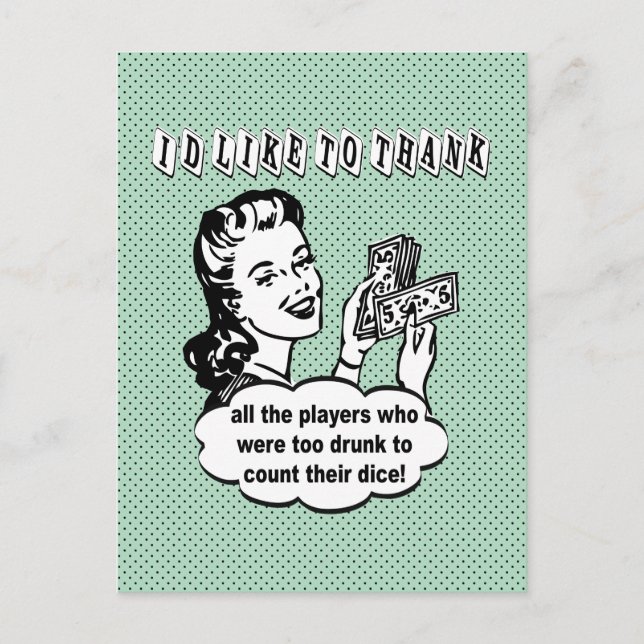 Carte Postale Dice Drôle - Je voudrais remercier (Devant)