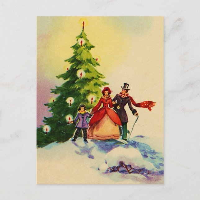 Carte Postale Dickens style Christmas Illustration (Devant)