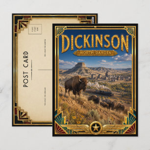 Carte Postale Dickinson Dakota du Nord Art Déco Vintage Âge d'Or