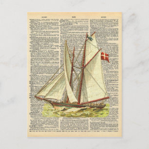 Carte Postale Dictionnaire vintage Art Nautique Voilier sur Océa