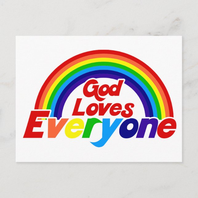 Carte Postale Dieu aime tout le monde gay arc-en-ciel (Devant)