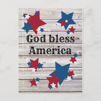 Carte Postale Dieu Béni Amérique Patriotique Rouge Blanc Bleu ét