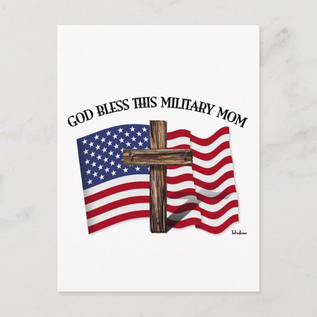 Carte Postale DIEU BÉNISSE CETTE MOM MILITAIRE croix robuste & d (Devant)