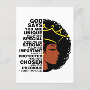 Carte Postale Dieu dit que je suis Black Christian Femmes Melani