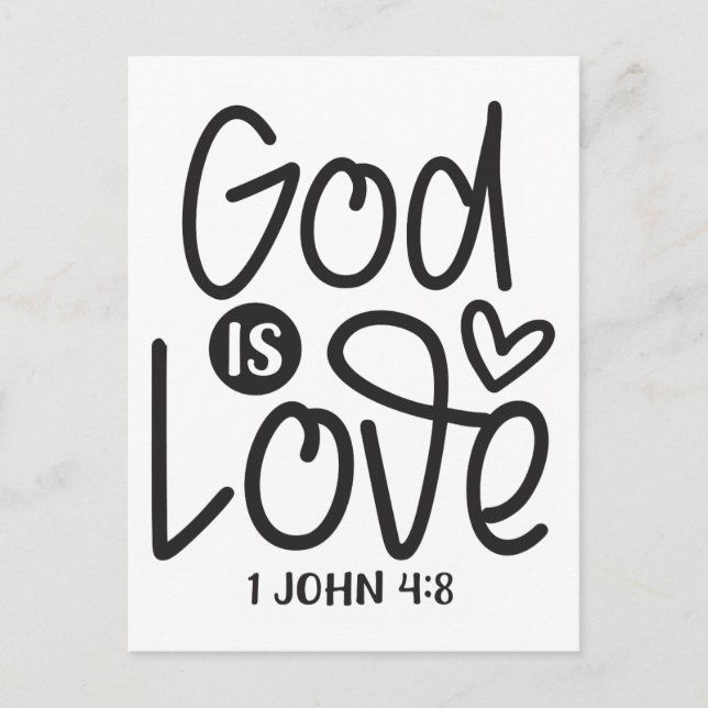 Carte Postale Dieu est amour. 1 Jean 4:8 Écriture biblique (Devant)