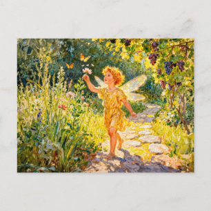 Carte Postale Dieu grec Éros dans un jardin