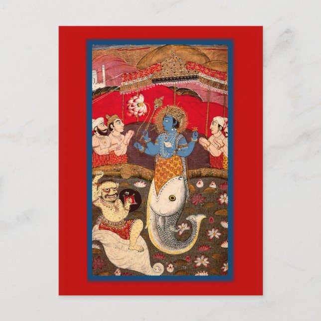 Carte Postale Dieu hindou probablement Vishnu (Devant)