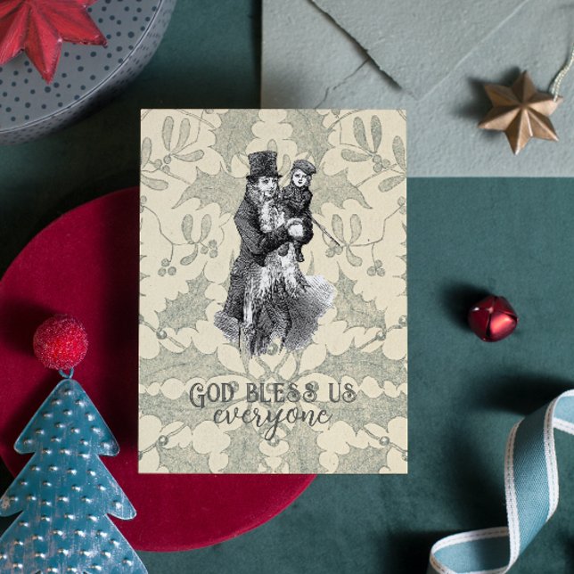 Carte Postale Dieu nous bénisse tous Dickens Noël Carol (Créateur téléchargé)