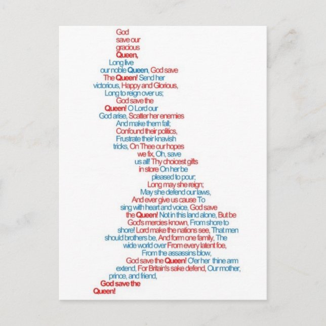 Carte Postale Dieu sauve la reine (Devant)