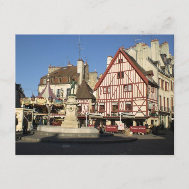 Carte Postale Dijon, Carouselle et café (Devant)