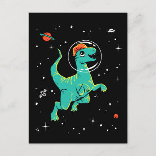 Carte Postale Dilophosaurus turquoise Et Orange Dinos Dans L'Esp