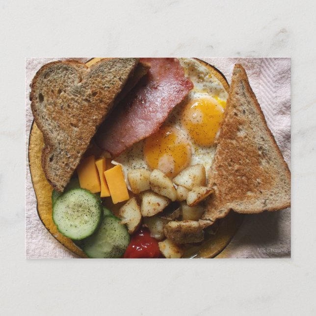 Carte Postale Dimanche matin Jambon et Oeufs Pop Art (Devant)