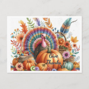 Carte Postale Dinde de Thanksgiving Boho Tom