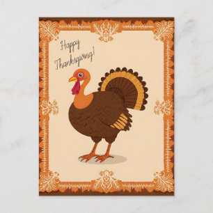 Carte Postale Dinde de Thanksgiving Bordure