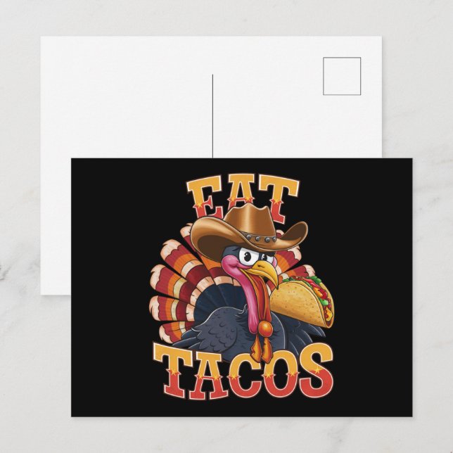 Carte Postale Dinde de Thanksgiving Manger des Tacos  Drôle Mexi (Devant / Derrière)