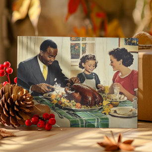 Carte Postale Dîner de famille vintage de la fête de Thanksgivin