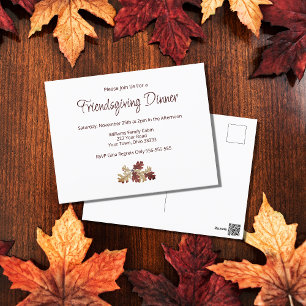 Carte Postale Dîner de Friendsgiving d'Action de grâce Feuillage