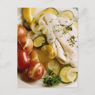 Carte Postale Dîner de poisson au four