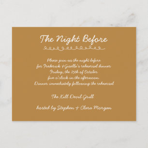 Carte Postale Dîner de répétition de mariage écriture manuscrite