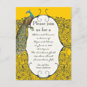 Carte Postale Dîner de répétition de paon jaune moutarde et mari