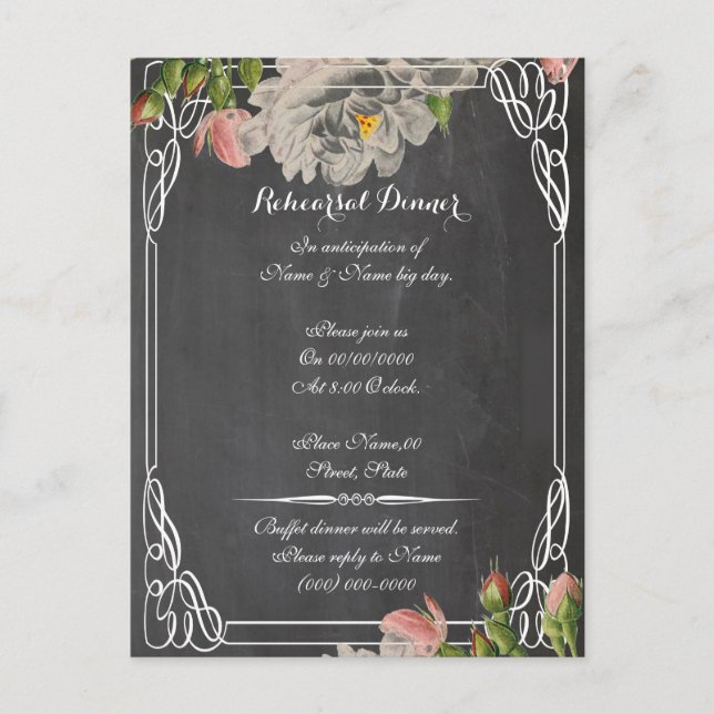 Carte Postale dîner de répétition de tableau noir, répétition de (Devant)