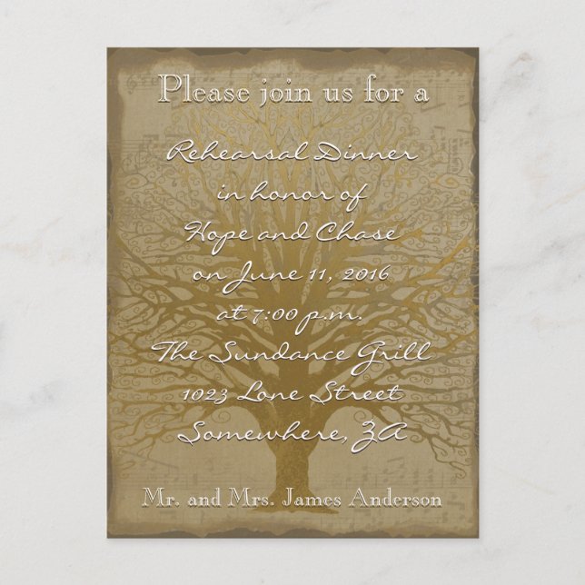 Carte Postale Dîner de répétition Golden Oak Tree (Devant)