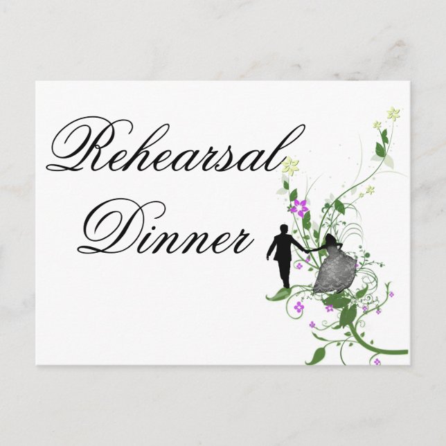 Carte Postale Dîner de répétition mariage Invitation floral (Devant)