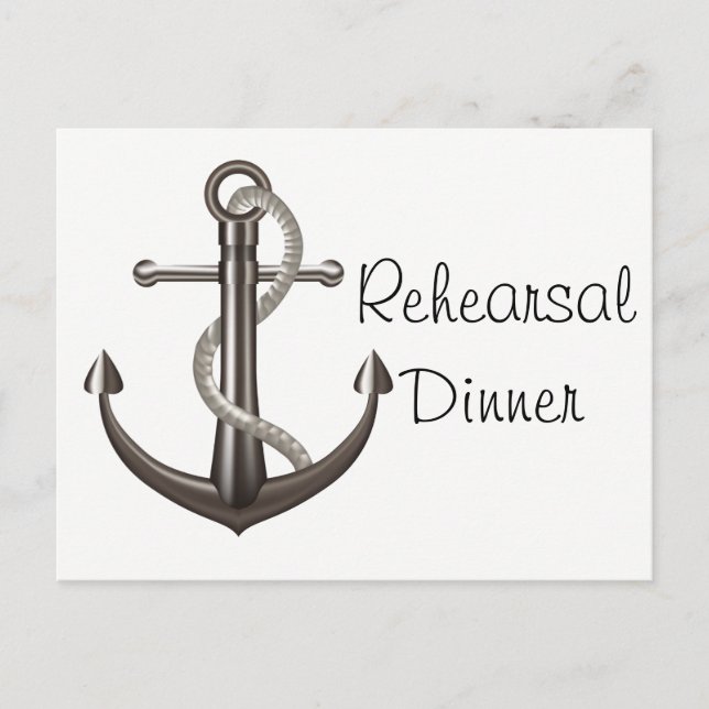 Carte Postale Dîner de répétition nautique Mariage d'Ancre de na (Devant)