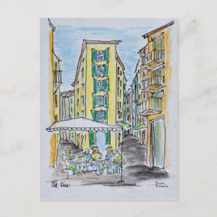 Carte Postale Dîner en plein air dans la vieille ville de Nice  